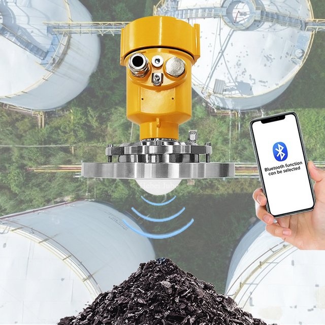 JBRD-800CD-W Non-contact radar level sensor made of stainless steel/aluminum alloy, suitable for industrial storage tanks.