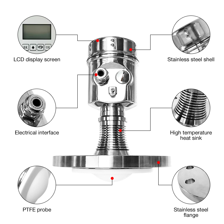 High-Temperature Liquid Level Sensor Meter Intelligent Radar Water Level Sensor Detector Radar Level Measuring Instrument